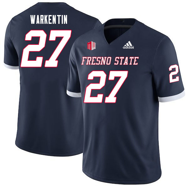 Men #27 Ryan Warkentin Fresno State Bulldogs College Football Jerseys Sale-Navy